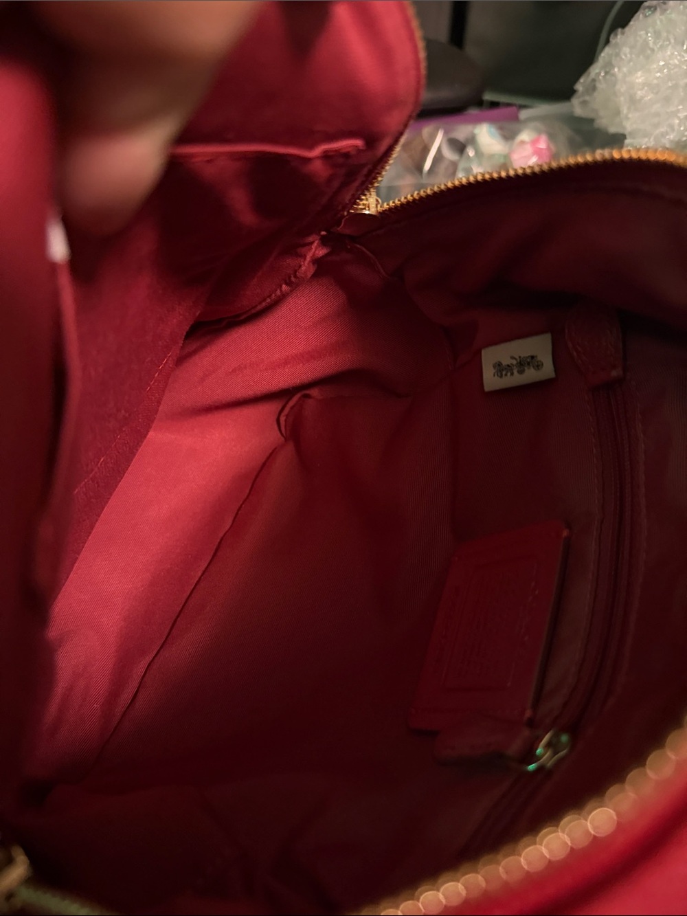 Coach Red Pebbled Leather Mini Backpack with Gold Hardware - Picture 5 of 7